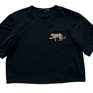VERONICA BEARD BOXY CROPPED BLACK TIIGER TEE- size XS